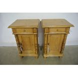A Pair of old pine bedside cabinets - 76 cm tall x 49 cm x 38 cm - in clean condition
