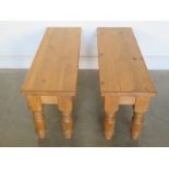 A pair of pine benches - Width 101cm x Height 46cm - in good condition