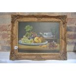 19th Century Oil on Canvas - Sill Life of Fruit - 30 cm x 40 cm - signed and dated Louis de mary