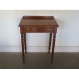 A walnut and crossbanded side table with a single drawer - Width 58cm - made by a local cabinet