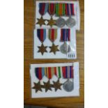 Three groups of WW11 medals - eleven in total all unnamed