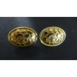 A pair of 18ct Yellow Gold Oval Earrings - 2.2 cm x 1.6 cm, approximately 9.