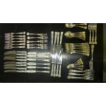 A matched set of 60 pieces of silver Kings pattern cutlery comprising of different markers and