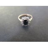 A 9ct yellow gold sapphire and diamond ring size O - approx weight 2.