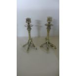 A pair of brass arts and crafts candlesticks - circa 1890 - 18 cm tall - in good condition