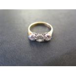 An 18ct Yellow Gold three stone Diamond Ring - size K-L, approx 3.