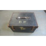 A Vintage Canvas and Leather Trunk - 31 cm x 47 cm x 36 cm