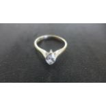 18ct gold ring set with 0.30ct marquise cut diamond - size K, 2.