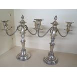 A pair of two branch Silver Plated Candelabra,