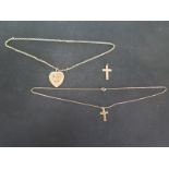 A 9ct yellow gold crucifix on matching chain,