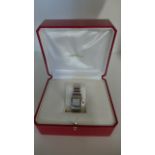 A Cartier Santos Stainless Steel ladies quartz bracelet wrist watch - number 1565 339651CD - good