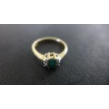 A 9ct Yellow Gold Emerald and Diamond Ring, Size M, approximately 2.