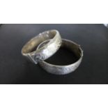 Two Silver Bangles approximately 2.