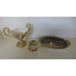 A Royal Worcester twin handled centre piece, 19 cm tall,