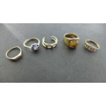 Five 9ct Yellow Gold Dress Rings - ranging in size from H to M, approximate total weight 9.