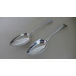 Two Georgian silver table spoons Peter Ann and William Bateman London 1802/03 - Length 22cm and