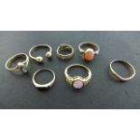 Seven 9ct Yellow Gold Dress Rings - ranging in size from C to P - total weight approximately 13