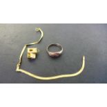 A 9ct Gold Bracelet, a 9ct Gold Ring and a Charm - total approximately 4.