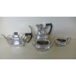 A silver four piece tea service, mixed makers and dates, tea-pot - London 1900/01,