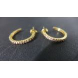 A pair of 18ct Gold Pink Sapphire Hoop Earrings - approximately 3.