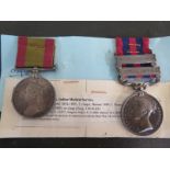 An India General Service Medal with two clasps, Burma 1887-89,