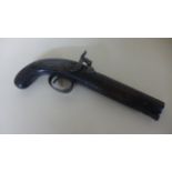A 19th Century Percussion Cap Pistol - unnamed - 27 cm long - cocks and fires have wear and some