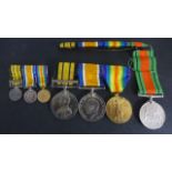 A good group of three WWI medals with dress medals and a WWII Defence medal - WWI medals - Africa