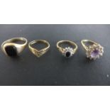 Four 9ct Yellow Gold Rings - Sizes P, S, L and J - approximately 7.