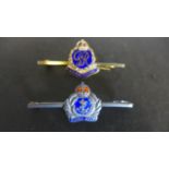 A silver and enamel bar brooch for The Royal Navy and a gilt metal bar brooch for HMS King George V
