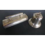 A Silver Desk Roller Blotter - London 1929/30 - 12 cm long and a bell shaped inkwell - Birmingham