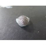 A sterling silver and diamond cluster ring - approx total diamond weight 1ct - ring size L - approx