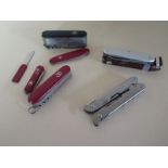 Five Swiss Army Penknives and a Steel Multi-Tool
