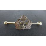 A 9ct Yellow Gold Royal Navy Bar Brooch, approx 4.