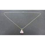 A 14ct Yellow Gold Pendant of Triangular form with Kunzite to centre - total weight 3.