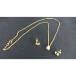 An 18ct Yellow Gold and Diamond Pendant Necklace and Earring set - pendant diamond approximately 0.