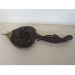 A pair of carved wooden Chinese Bellows of Foliate Design - split to leather bellow area