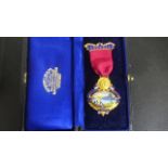 A 9ct Gold and Enamel Lodge Medallion - David Livingstone Lodge Masonic Jewel Medal - approximately