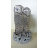 A Group of Two Barn Owls designed by Arnold Krog for Royal Copenhagen,