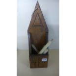 An unusual wall hanging oak candle box in Gothic style,