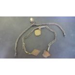 Two Silver Watch Chains - both 37 cm long - one with a silver fob,