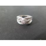 A sterling silver diamond ring size L - approx weight 3.