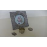 A Silver Picture Frame - 16 cm x 15 cm and a Silver Thaler,