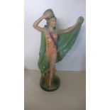 A Deco plaster lady - 39 cm tall - some small chips and repair