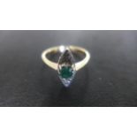 Art Deco marquise shaped ring set with emerald and diamonds, size N, 2.