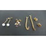 Four pairs of 9ct yellow Gold Earrings - approx total weight 4.