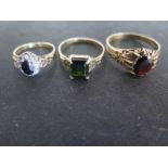 Three 9ct yellow gold rings sizes Z,