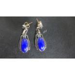 A pair of George Jensen silver Lapis Lazoli earrings - some light usage wear and scratching