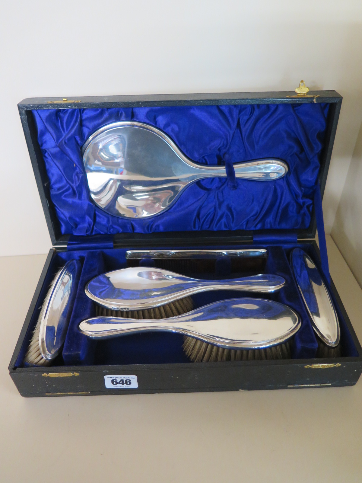 Box Silver Brush and Comb Set - good condition for its age