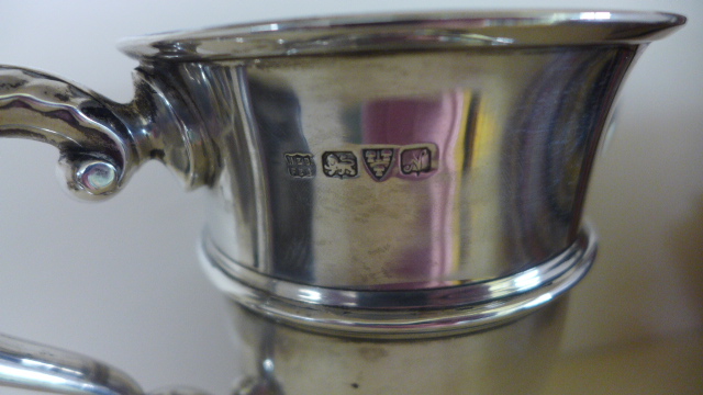 A silver twin handled trophy cup on stand - Chester 1913/14 - Maker HEB FEB - standing 19cm tall - - Image 3 of 4