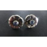 A pair of Georg Jensen silver moonstone earrings - some light usage wear and scratching